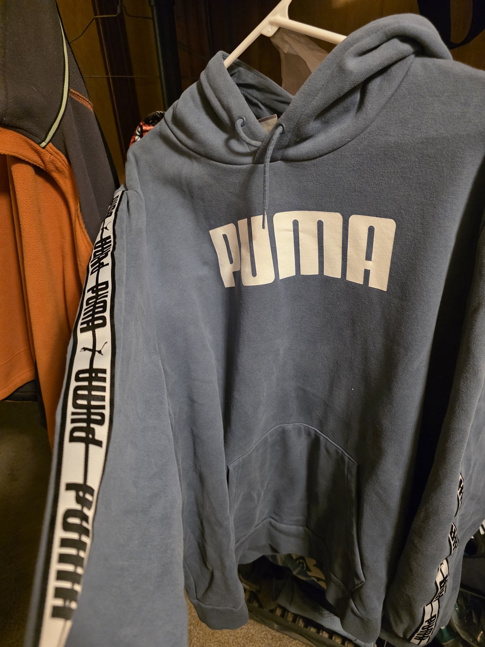 PUMA Blue Logo Hoodie with Branded Sleeve Tape